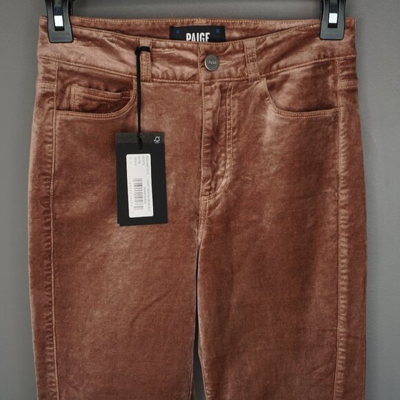 Paige Cindy Velvet Straight Leg Twisted Seam Pants in Warm Suede size 23 - Picture 3 of 16